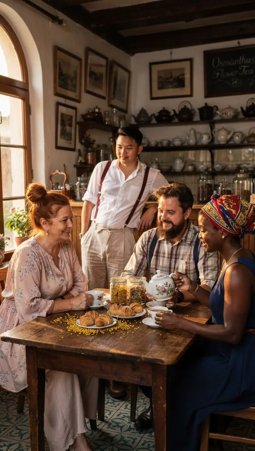 Virágzó Osmanthus növény, amelyből a tea készül.